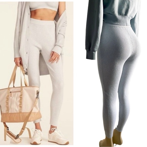 J. Crew Ribbed Ankle High Waisted Pants Leggings Athleisure Tight Loungewear S - Picture 1 of 13